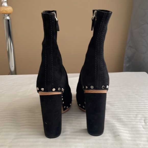 PROENZA SCHOULER Studded Suede Boots Wooden Soles Black 36.5 - Picture 4 of 10